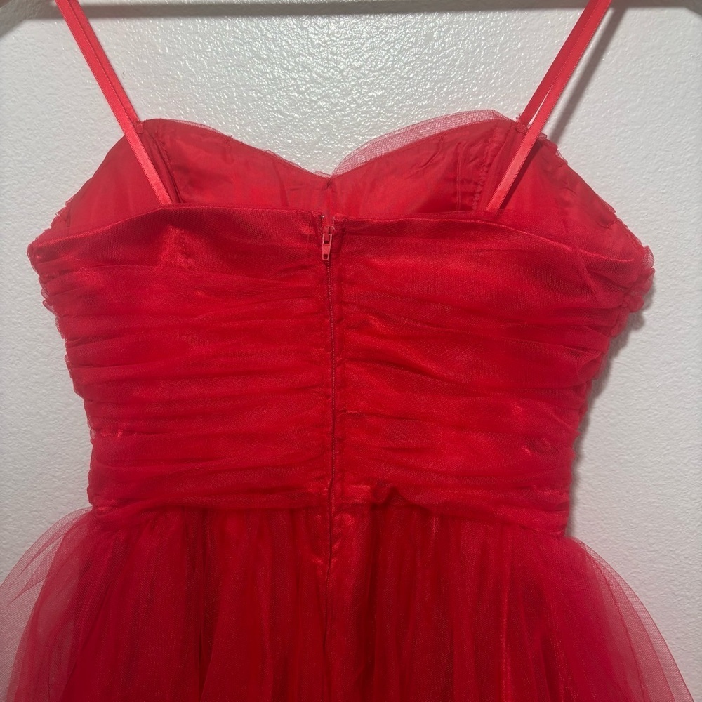Masquerade Red Tulle Strapless Sweetheart Mini Party Dress Women’s Size 7/8 - Picture 7 of 14